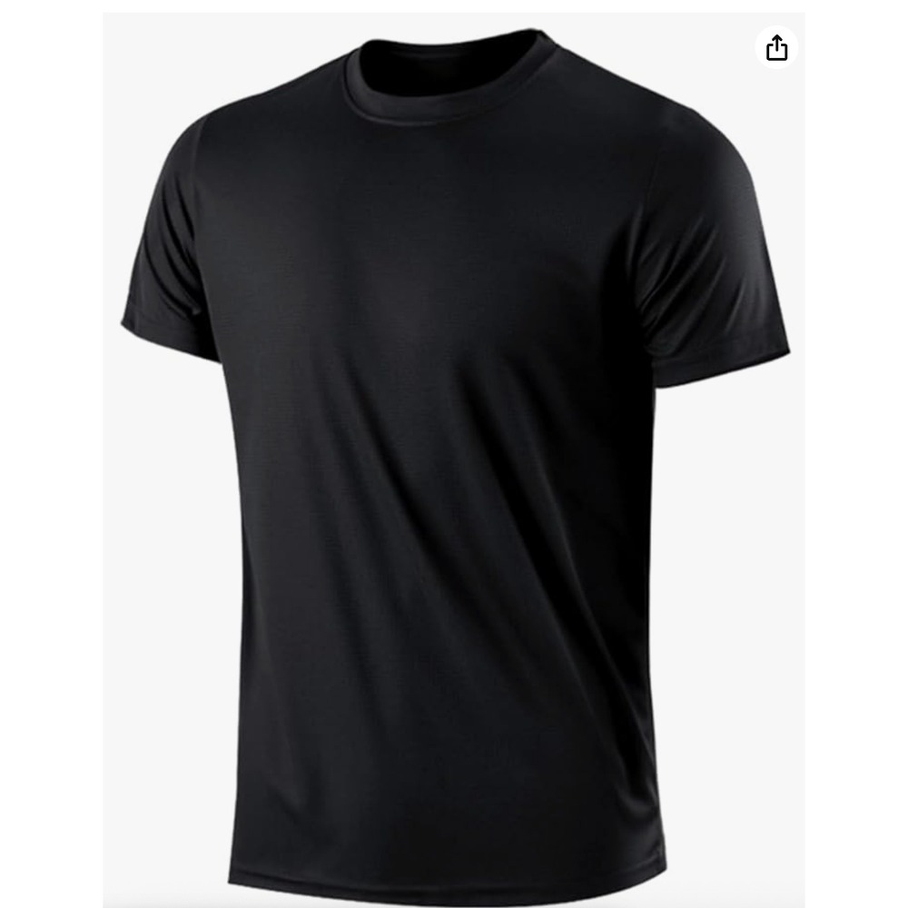 Men's Black Athletic T Shirt, Breathable Quick Dry Activewear‎ Gym Running